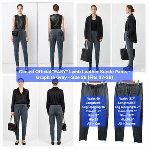 Closed Official "EASY" Lamb Leather Suede Pants Size 26 (Fits 27-28)